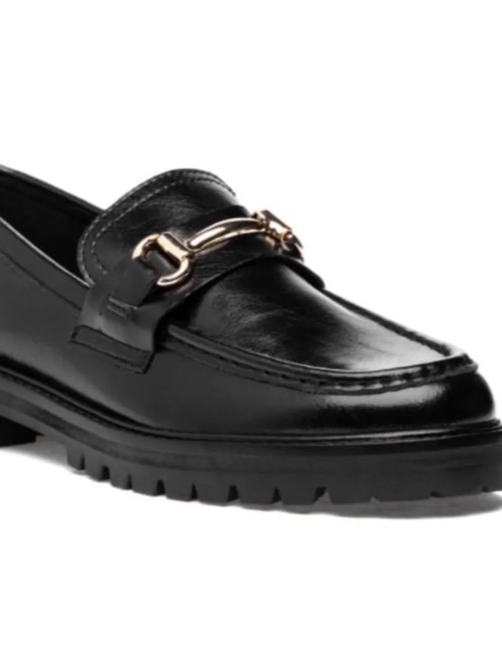 Steve Madden Mistor Black Leather Lug Sole Bit Loafers Size 9M